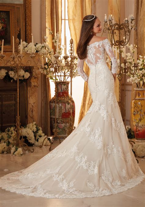 5477 Mori Leefitted Long Lace Sleevetimeless Bridalwearback