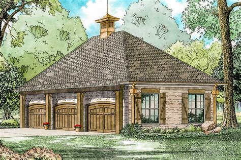Construction design and production:nickel collective. Plan 60667ND: Hipped Roof 3-Car Detached Garage Plan in ...