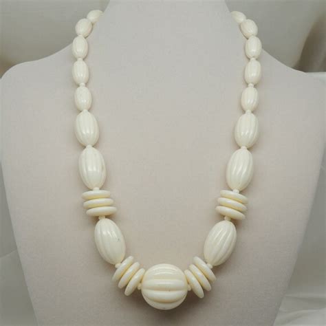 Vintage White Large Bead Necklace