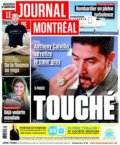 Journal Le Journal De Montréal Canada Les Unes Des Journaux De Canada Édition Du Mercredi
