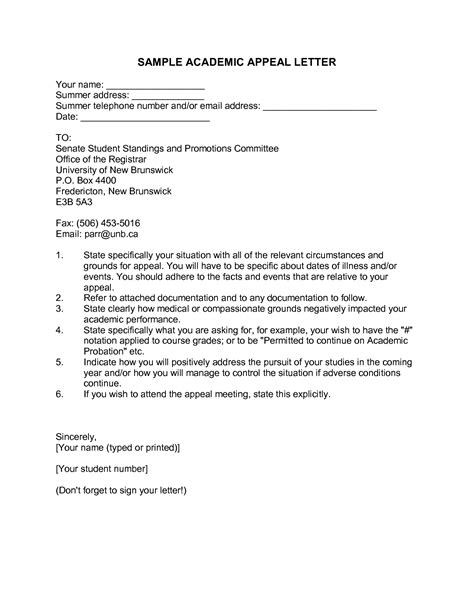 Academic Appeal Letter Sample Appeal Letter For An Academic Dismissal