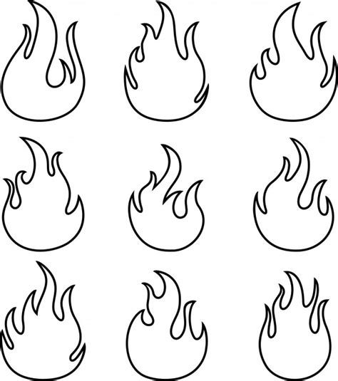 Mano Dibujada De Llamas De Fuego Sobre Fondo Blanco