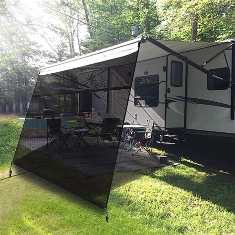 Excelfu Rv Awning Shade Screen With Zipper 10 X 9 Black