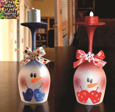 Snowman Wine Glass Candle Holder