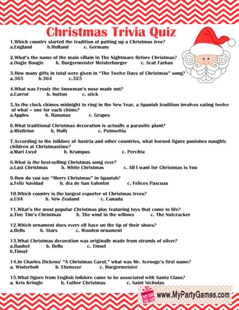 Free Printable Christmas Quizzes Forprintable Templat
