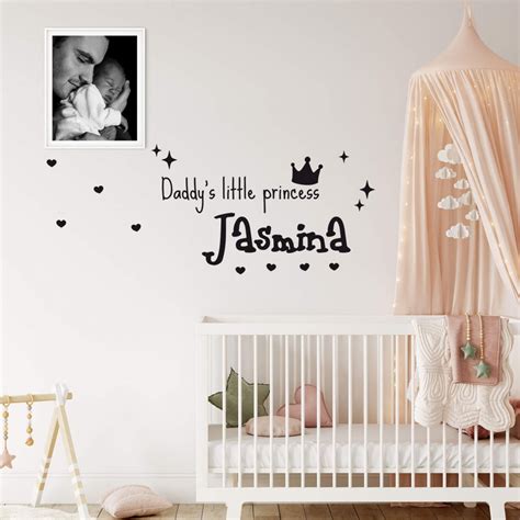 sticker mural prénom daddy s little princess wall art fr
