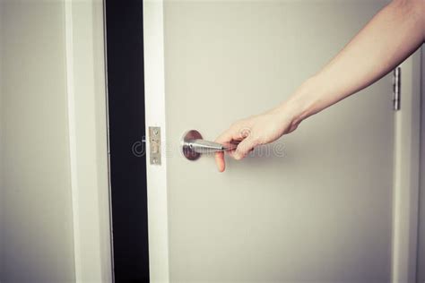 Woman Opening A Door At Night Stock Photo Image Of Hand Dramatic