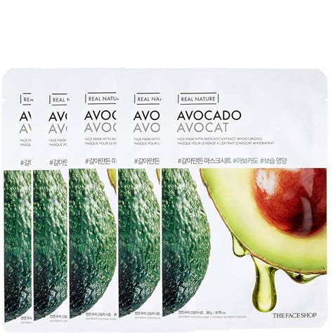 The Face Shop Real Nature Sheet Mask Avocado Pack Of 5