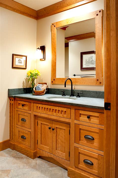 Many stain options are available as well. Mullet Cabinet — Mission-Style Main Bath