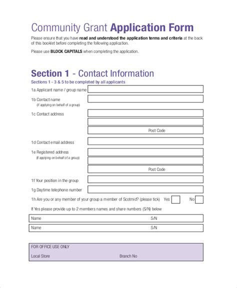 Free 10 Sample Grant Application Forms In Pdf Excel Ms Word