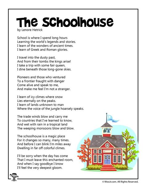The poems can be printed from the browser by clicking on the print button. The Schoolhouse Poetry for Children | English poems for ...