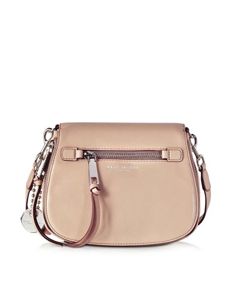 Marc Jacobs Recruit Nude Leather Small Saddle Shoulder Bag In Beige