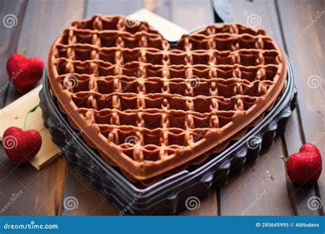 Making Waffles With Heart Shaped Waffle Iron Stock Image Image Of