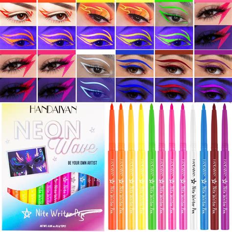 Bestland 12 Colors Uv Glow Eyeliner Set Rainbow Colorful Neon Eyeliner