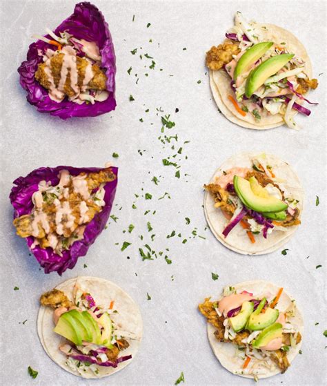 Vegan Baja Fish Tacos With Chipotle Cream And Cilantro Lime Slaw