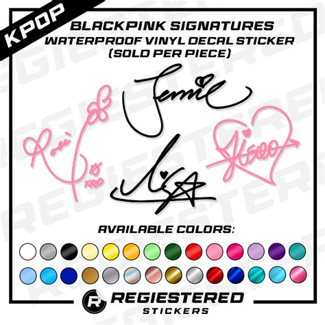 Kpop Blackpink Signatures Vinyl Decal Sticker Jennie Rosé Lisa Jisoo