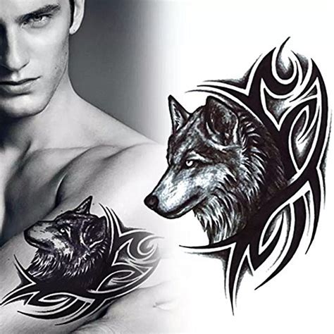 Fox Tribal Temporary Tattoos Body Art Metallic Flash Tattoo Body
