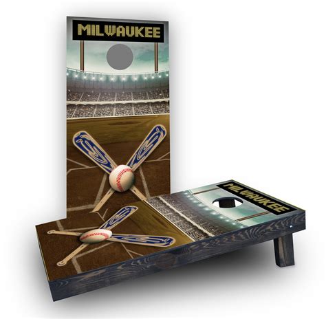 Milwaukee Baseball Themed Custom Cornhole Board Game Set Etsy