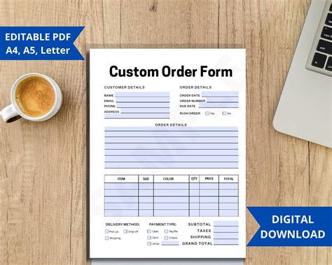 Custom Order Form Template Order Form For Craft Etsy Shop Etsy