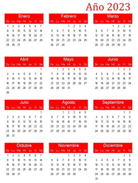 Calendario 2023 Para Imprimir Pdf Word Y Excel Calendariopro