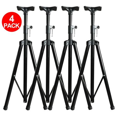 Set Of 4 With Tray Heavy Duty Tripod Dj Pa Speaker Stands Adjustable