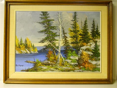 Muskoka Lake Autumn Landscape Painting On Boardcole Bowmancanadian