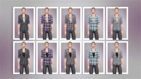 My Sims 4 Blog Unbuttoned Plaid Print Shirt In 20 Colors By Bustedpixels