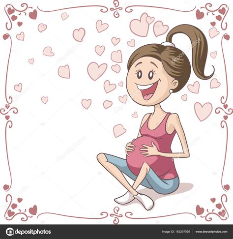 Feliz Mujer Embarazada Vector De Dibujos Animados Vector De Stock Por ©nicoletaionescu 163397020