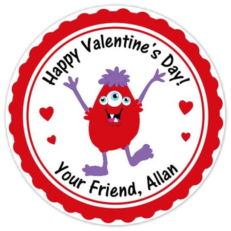 Cute Monster Valentines Day Stickers Custom Monster Valentine Labels