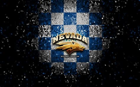 Download Wallpapers Nevada Wolf Pack Glitter Logo Ncaa Blue White