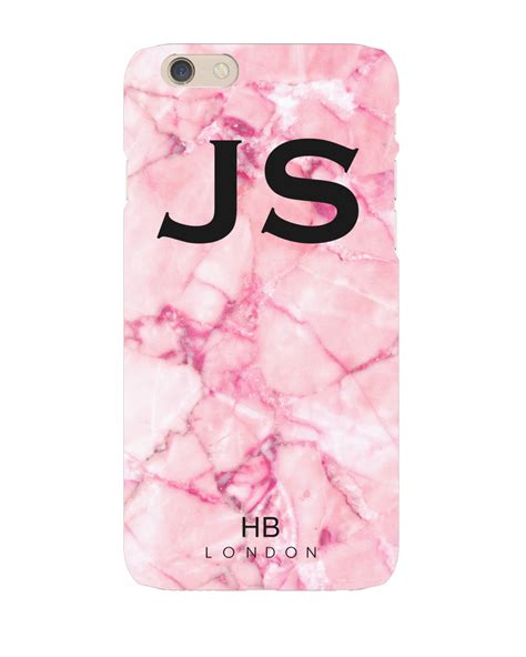 Personalised Pink Shattered Marble Initial Phone Case Hb London