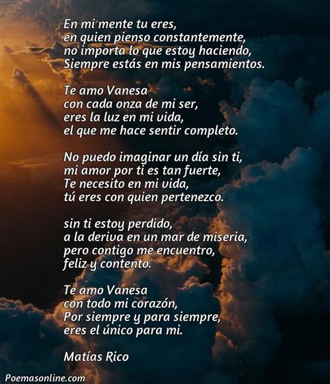 5 Poemas De Amor Para Vanessa Poemas Online
