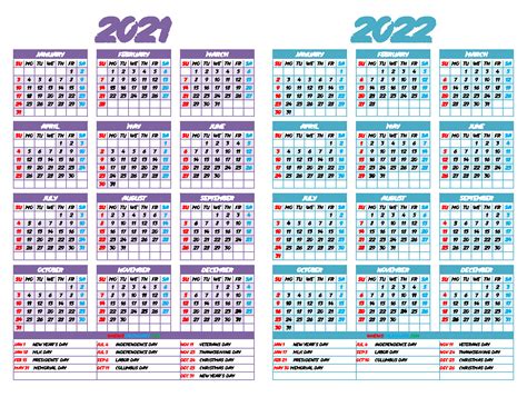 Printable 2021 And 2022 Calendar With Holidays