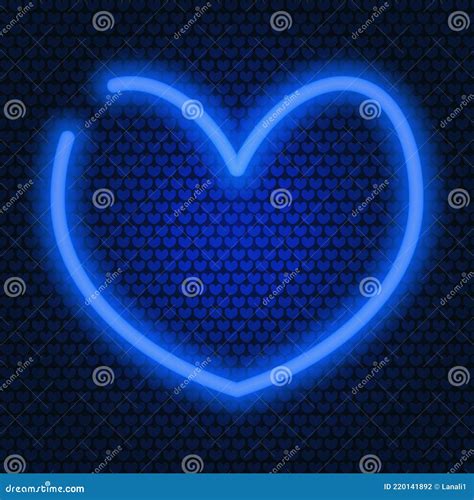 Heart Neon Glow Colored Vector Illustration Isolated Background Of Blue Hearts Valentines