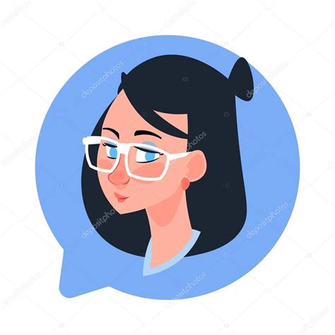 Profile Icon Female Head In Chat Bubble Isolated