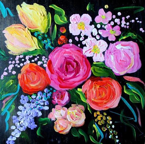 New Original Floral Still Life Acrylic Painting On Heavy Linen Paper
