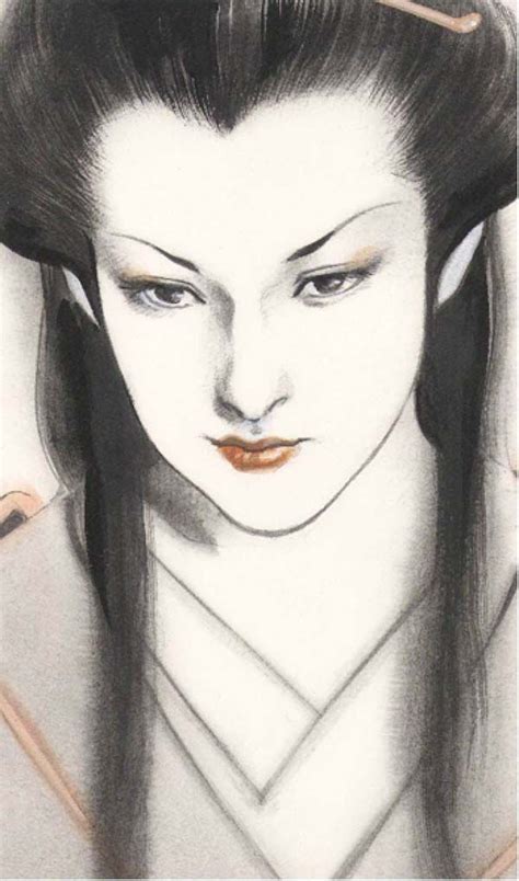 A Drawing Of A Woman With Long Black Hair And Orange Eyeshades Wearing