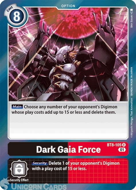 Bt8 105 Dark Gaia Force Rare Mint Digimon Card Unicorn Cards Yugioh Pokemon Digimon And