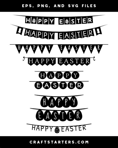 Happy Easter Bunting Banner Silhouette Clip Art