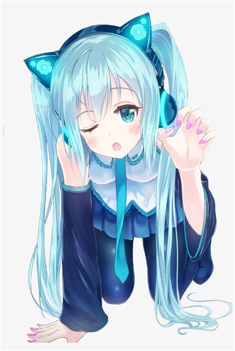 Anime Cat With Headphones