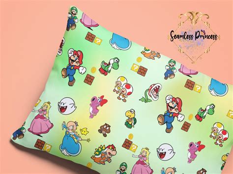 Mario Digital Seamless Pattern Paper Fabric Print Etsy