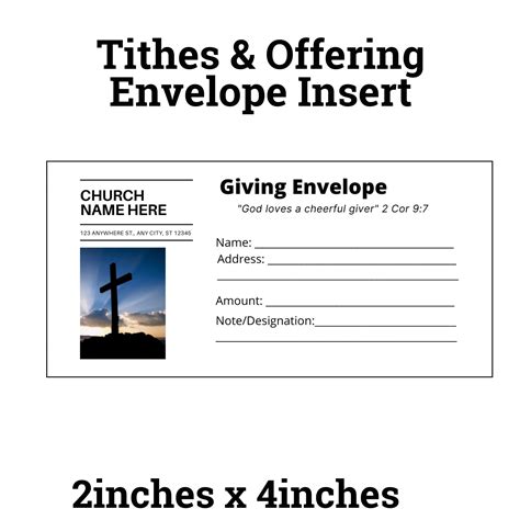 Church Tithes And Offering Envelope Insert Template Editable Envelope