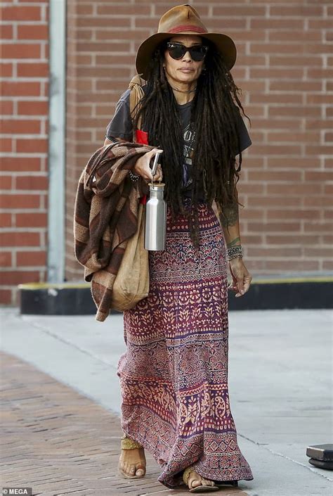 Lisa Bonet Rocks A Boho Chic Look In Fedora And Patterned Maxi Skirt
