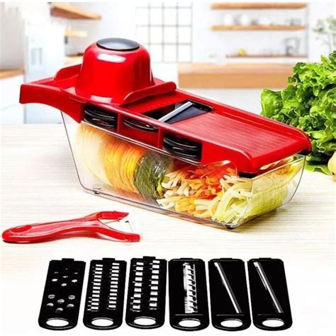 Mandoline Profissional Cozinha Slicer Aço Inox 6 Em 1 Fatiador Cortador