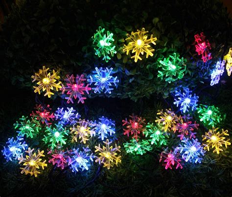 Solar Snowflake Lights 20 Led Christmas Lights 5m Outdoor Etsy