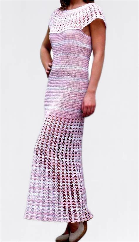 Maxi Dress Pattern With Crocheted Round Yoke And Bottom Pdf Pattern