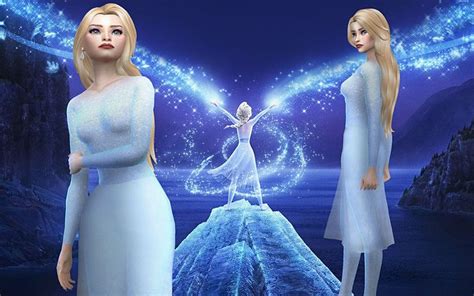 Stardust Sims 4 — Frozen 2 Elsa Blue Snowflake Dress Here Is My