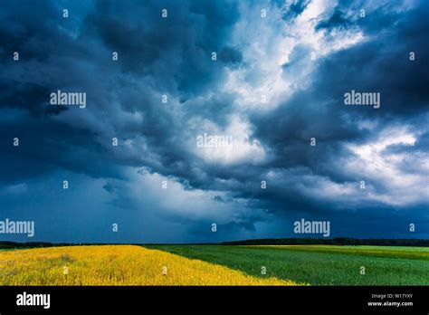 High Precipitation Tornadic Supercell Storm In The Fields Lithuania