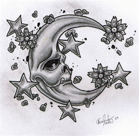 The Skull In The Moon By Tesslar On Deviantart Fairy Tattoo Designs
