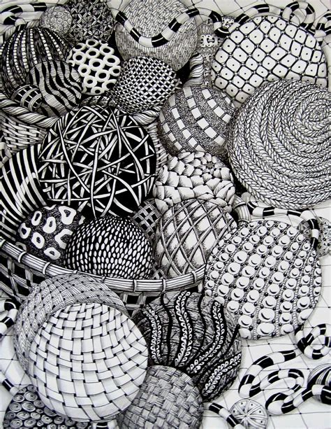 Zentangle Balls Doodle Sanatı Çizimler Düğüm Desenleri